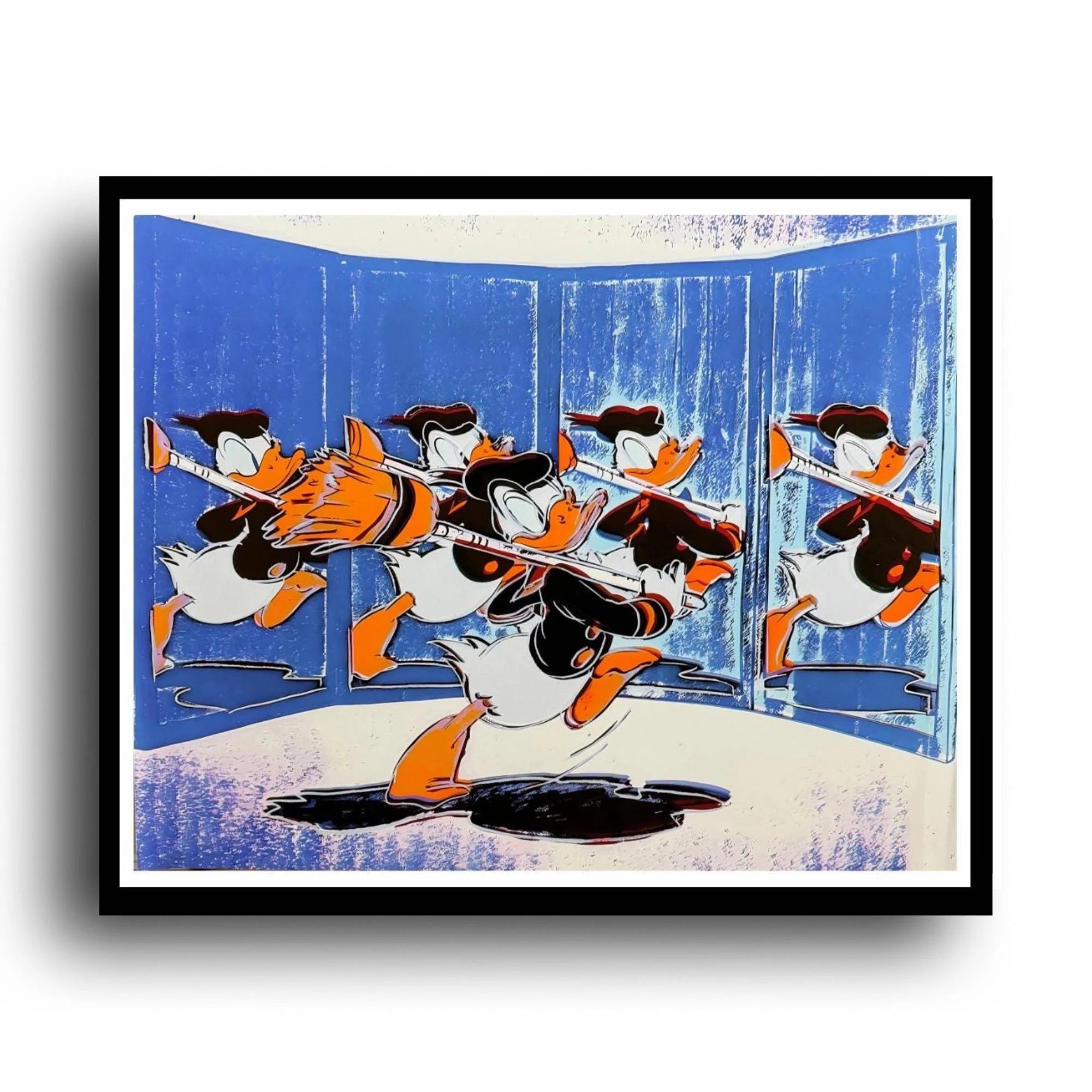 Cartoon character in a dynamic pose with a blue background